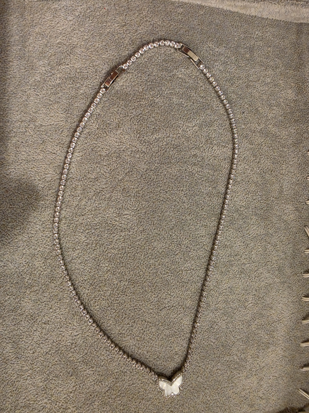 Silver Butterfly Pendant Tennis Necklace - Women Jewelry